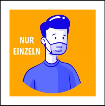 Corona Schilder Nur einzeln